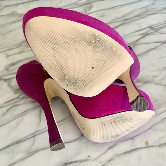 Magenta Suede Pumps - Picture 3 of 7